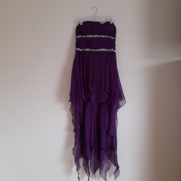 La Femme Purple High Low Grad/Prom Dress - Picture 2 of 9